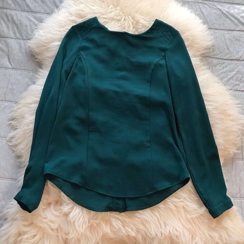 Papermoon Deep Forest Green Jewel Tons Blouse Buttons XS Excellent Classic